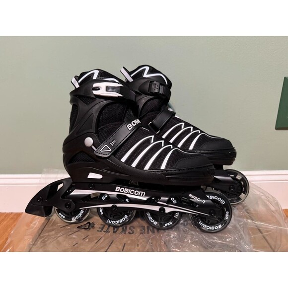 Unisex Black Adjustable Inline Skates with Full Light Up Wheels - BOBICOM - Picture 1 of 5